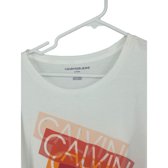 NWT Calvin Klein Jeans White Graphic Short Sleeve T-Shirt Women's Size XL - Picture 4 of 8